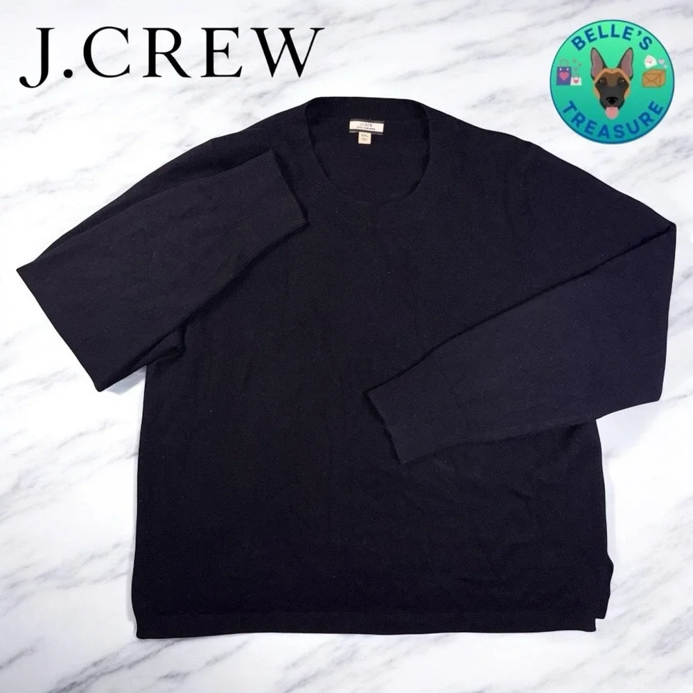 J.Crew Sweater Men 2XL Pullover Black Cashmere Knit Crew Neck Outdoor XXL Luxury